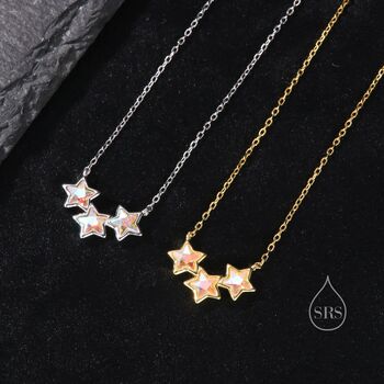 Aurora Cz Triple Star Pendant Necklace, 4 of 9