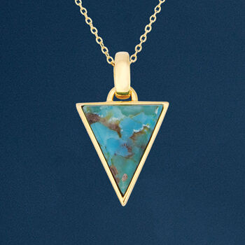 Yellow Gold Plated Turquoise Triangle Necklace, 2 of 10