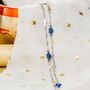 Blue Evil Eye Sideways Cross Necklace Protection Choker, thumbnail 4 of 7