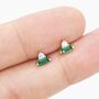 Emerald Green Baguette And Round Cz Stud Earrings, thumbnail 3 of 12