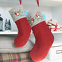 Embroidered Robin And Mistletoe Christmas Stocking, thumbnail 1 of 5