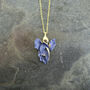 Blue Iris February Birth Flower Necklace, Gold Tone, thumbnail 2 of 3