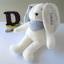 Personalised Cream Bunny With Grey Stripe Neckerchief, thumbnail 1 of 2