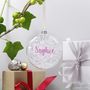 Personalised Iridescent Flat Christmas Bauble, thumbnail 4 of 8