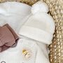 White Personalised Embroidered New Baby Name Long Sleeve Knitted Romper, thumbnail 5 of 12