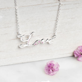 Love Script Sterling Silver Necklace Gift Card, 2 of 12