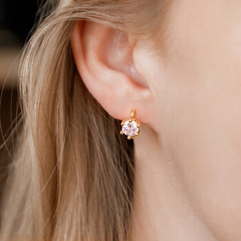 Rose Gold Colour Crystal Huggie Earrings, 6 of 8