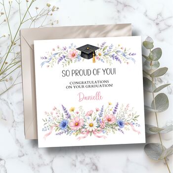 Graduation Floral Card, Proud Of You Graduation Card For Her, Daughter,Granddaughter, 2 of 3
