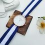 Blue Stripe Cloth Summer Wristwatch For Women, thumbnail 3 of 4