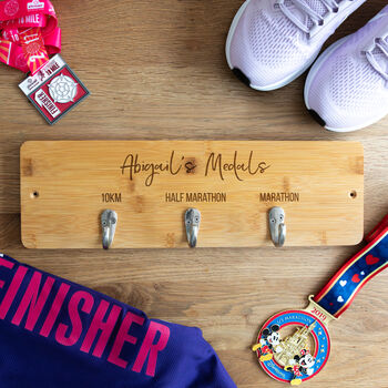 Personalised Running Medal Holder Gift For Runner, 2 of 5