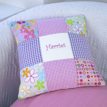 Bright Pink And Purple Name Cushion, 3 of 3