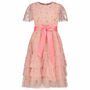 Flower Girls Dress Pink And Gold Star Ruffle Tulle, thumbnail 1 of 3