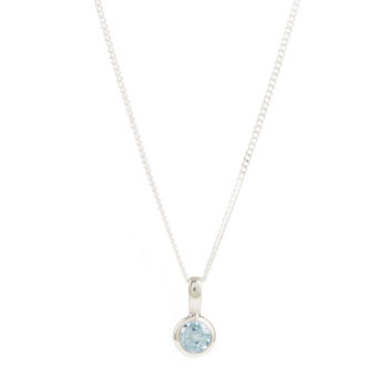 November Birthstone Blue Topaz Silver Charm Necklace, 3 of 9