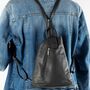 Black Soft Leather Small City Backpack, thumbnail 1 of 9
