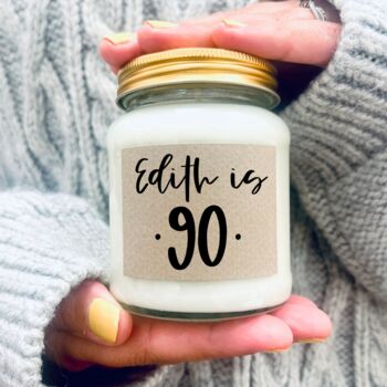 90th Birthday Personalised Scented Soy Candle, 2 of 6