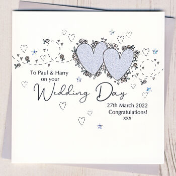 Personalised Floral Hearts Wedding Card, 2 of 4