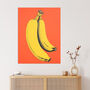 Banana Orange Graphic Fun Fruit Kitchen Wall Art Print, thumbnail 1 of 6