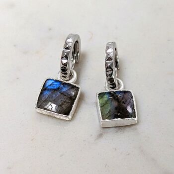 The Square Labradorite Silver Gemstone Earrings, 4 of 7