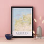 Framed And Personalised Padstow, Cornwall Map Print, thumbnail 1 of 4