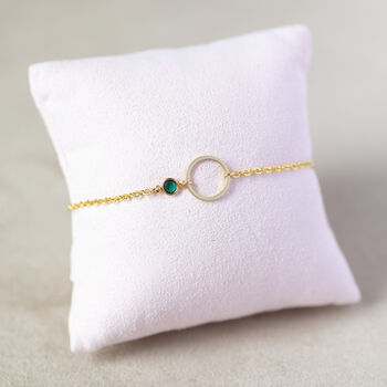 Minimalist Gold Plated Circle Birthstone Bracelet, 7 of 12