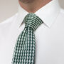 Men's Square End Houndstooth Design Knitted Tie | Dark Green, thumbnail 1 of 4