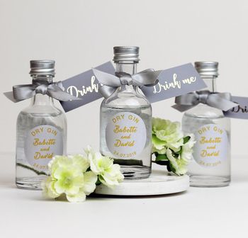 Personalised Silver Grey Miniature Gin Wedding Favours, 2 of 3