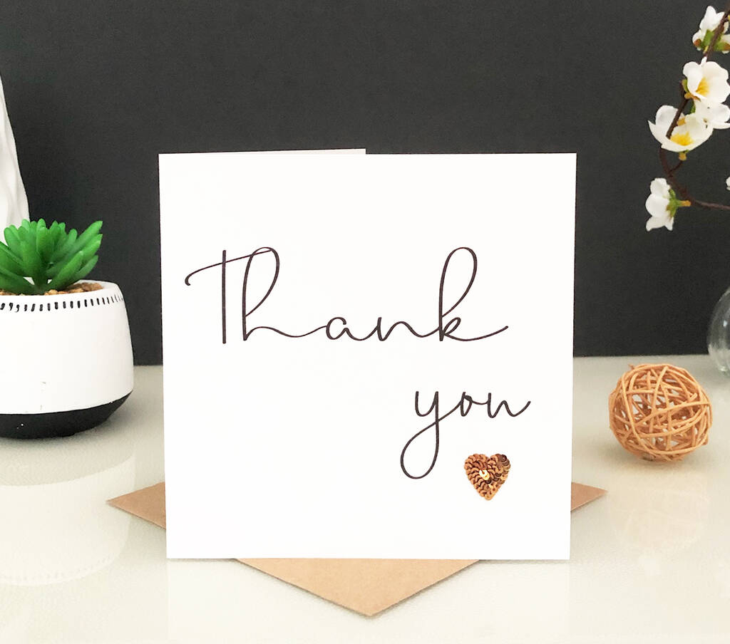 'Thank You' Card With Hand Embroidered Heart
