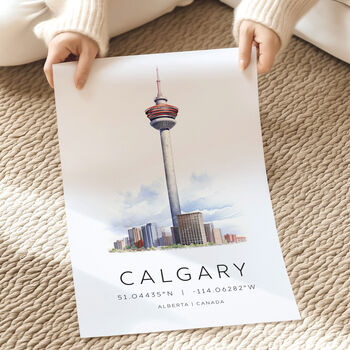 Canada Calgary Destination Travel Print With Map Coordinates, 4 of 7