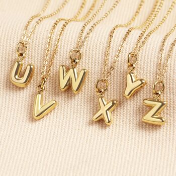 Stainless Steel Bubble Initial Pendant Necklace In Gold, 5 of 5