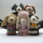 Hand Knitted Dog Hand Puppets In Organic Cotton, thumbnail 1 of 5