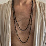Mens Xl Length Tigers Eye And Black Onyx Necklace, thumbnail 2 of 3