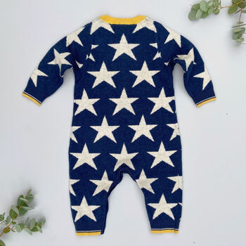 Stars Knitted Romper In Navy, 8 of 9