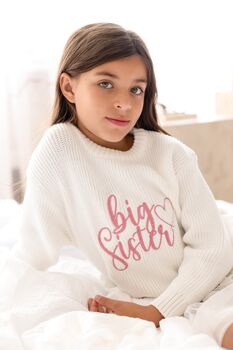 Embroidered Big/Little Sibling Knitted Jumpers, Brother And Sister Available, 4 of 12