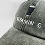 Vintage Washed Cotton 'Vitamin G' Stout Embroidered Cap, thumbnail 5 of 8