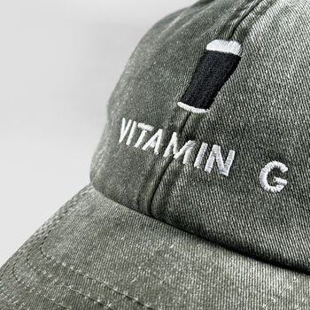 Vintage Washed Cotton 'Vitamin G' Stout Embroidered Cap, 5 of 8