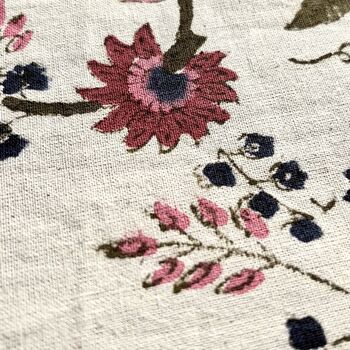 Thistle Flower Handblock Printed Tablecloth, 3 of 5