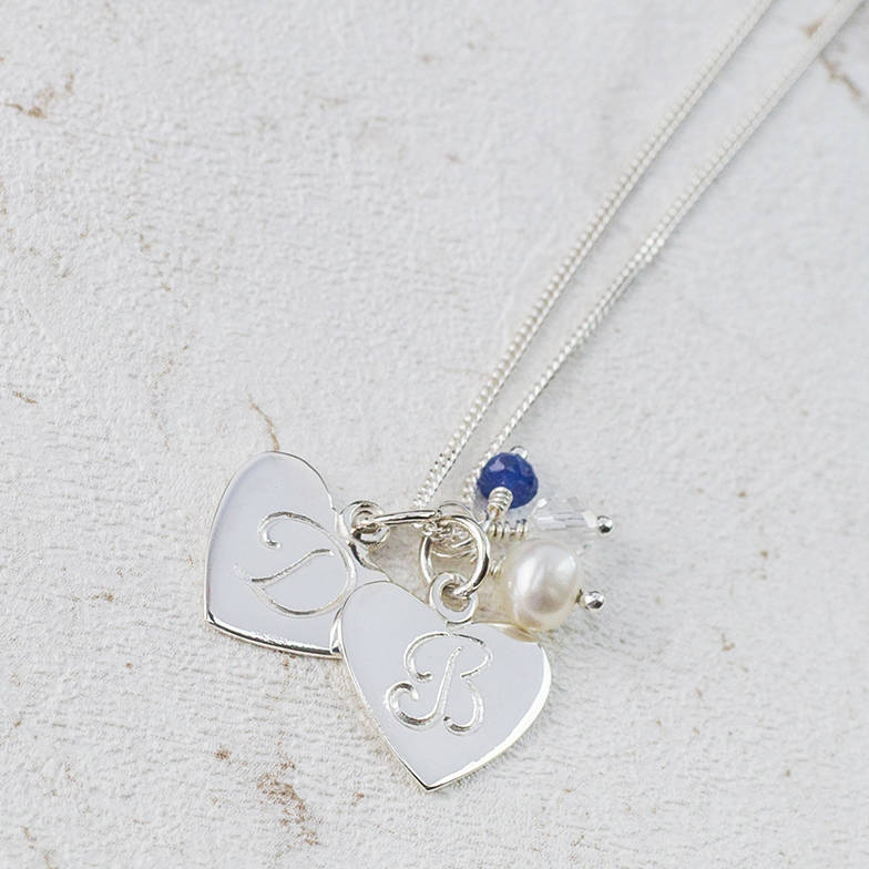 monogram and birthstone silver necklace by claudette worters ...