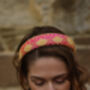 Pink And Yellow Silk Padded Headband 'Everlee', thumbnail 3 of 9