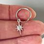 Sterling Silver North Star Hoop Earrings, thumbnail 2 of 4
