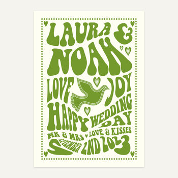 Retro Gig Style Wedding Personalised Print, 6 of 11