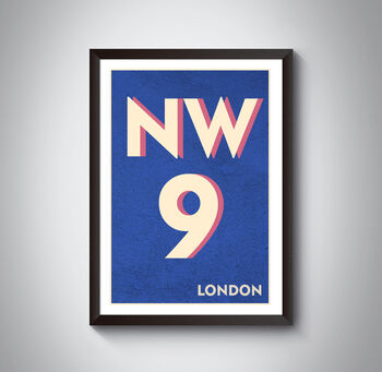 Nw9 Harrow London Typography Postcode Print, 10 of 10