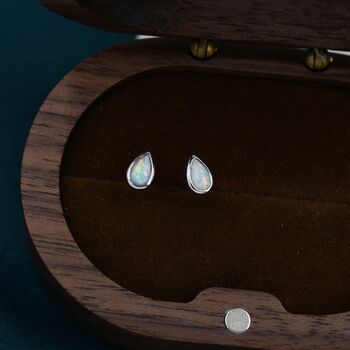 Tiny Opal Droplet Screw Back Earrings, 3 of 9