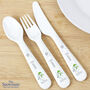 Personalised The Snowman And The Snowdog Three Piece Plastic Cutlery Set, thumbnail 1 of 3