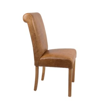 Brown Leather Country Baby Rollback Dining Chair, 3 of 3