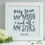 Personalised Valentine Sun, Moon And Stars Framed Print, thumbnail 5 of 11