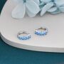 Princess Cut Aquamarine Blue Cz Huggie Hoop Earrings, thumbnail 4 of 10