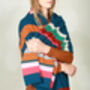 Colourful Multi Stripe Wrap Scarf Soft Lambswool, thumbnail 5 of 7