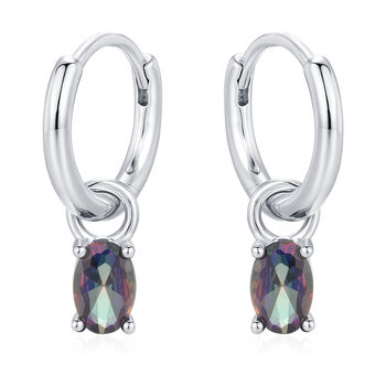 Oval Aurora Black Cz Huggie Hoop In Sterling Silver, 8 of 12