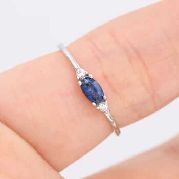 Natural Sapphire Blue Ring In Sterling Silver, 5 of 11