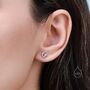 Delicate Moon And Star Stud Earrings In Sterling Silver, thumbnail 4 of 11